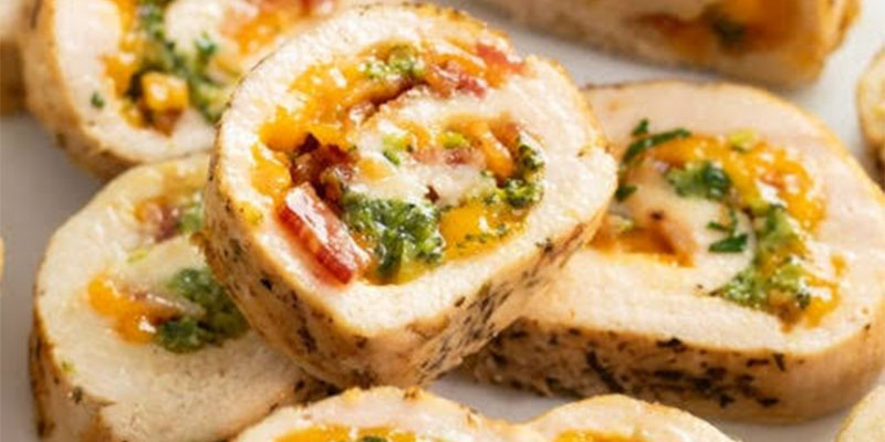 طرز تهیه رول مرغ و پنیر با سبزیجات